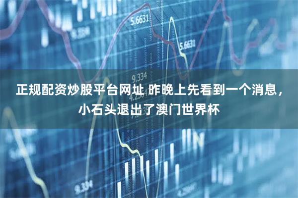 正规配资炒股平台网址 昨晚上先看到一个消息,小石头退出了澳门世界杯